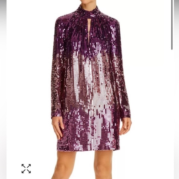 Kate Spade Ombre Sequin Long Sleeve Dress in Pink and Purple - Picture 3 of 9